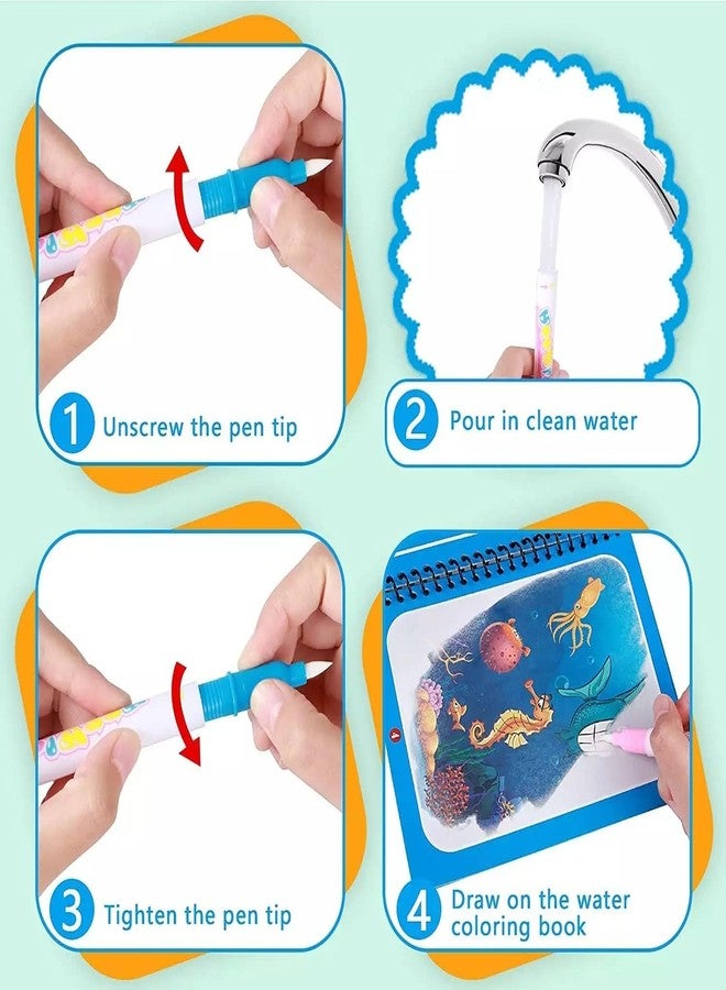 Whitecloud TRANSFORMING HOMES Magic Water Coloring Drawing Painting Books Doodle Coloring Children Reusable Baby Drawing Book with Pen MWB1 Multicolor Pack of (2) - Image 5